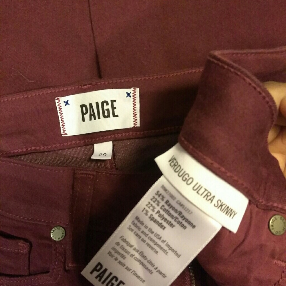 💰SOLD💰Paige Burgundy Wine Verdugo Ultra Skinny - Picture 6 of 6